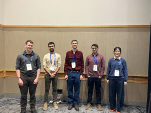 Mimi A. R. Koehl and Stephen A. Wainwright Award for the Best Student Talk in Biomechanics 2026 Competitors. From left to right: Adrian Boeye, Viabhav Chhaya, Rémy Delplanche, Ethan Wold, and Yuting Lin. Absent from Picture is Adam Puchalski.